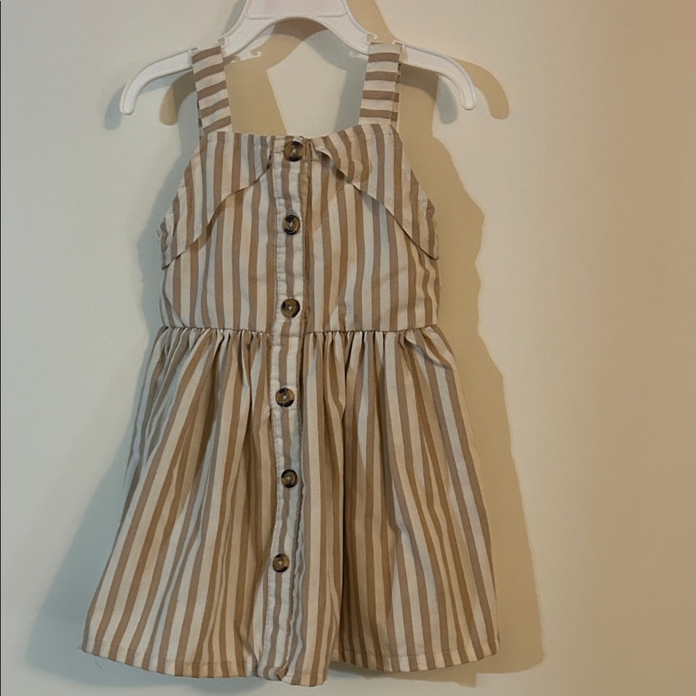 Nannette Tan Striped Button-Down Kids Dress